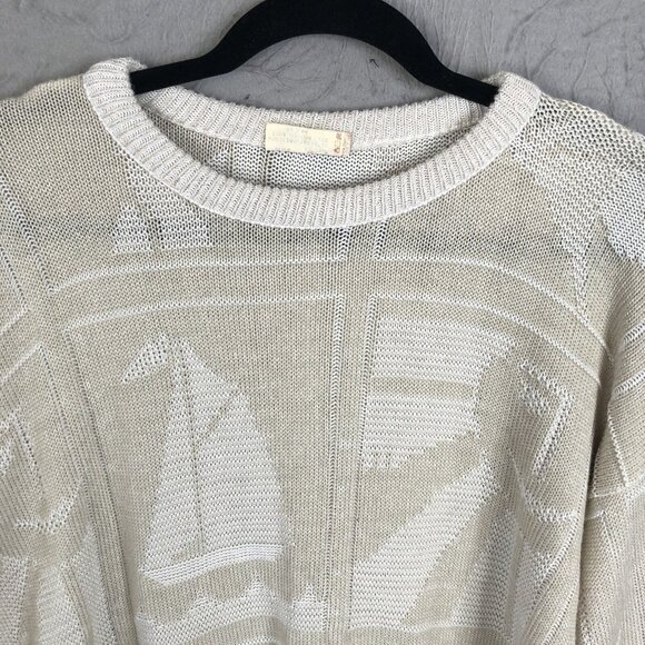 Vintage Tanto Pelo Sweater Mens Extra Large Cream White Boat Yacht Cruise Resort - Picture 10 of 16